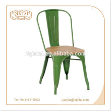 hochwertiger Vintage Metallstuhl / Holzsitzstuhl